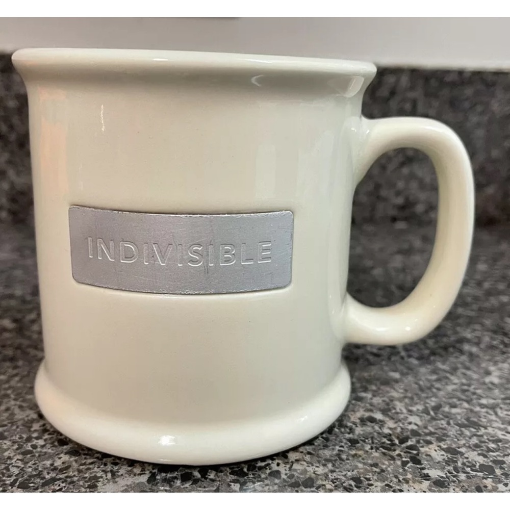 2012 STARBUCKS "INDIVISIBLE" Metal Plaque Coffee Mug Made in the USA